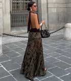 Vintage Paisley Maxi Skirts for Women Chiffon Printed A-line Boho Beach Wear Long Skirt Vacation Style Summer Ladies Faldas