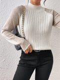 New autumn and winter semi high neck long sleeved contrasting base sweater that can be worn outside