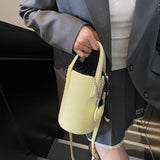 Pbong  Small Bucket Crossbody Bags for Women PU Shoulder Bag Luxury Designer Short Handle Purses and Handbags