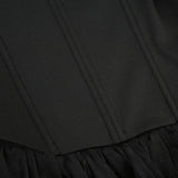 Black Strapless Bow Ruffles Tiered Dress