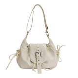 Women's Small pu Leather Buckle Drawstring Shoulder Bag Casual Aesthetic Daily Dating Crossbody Bag Fashion Handbags