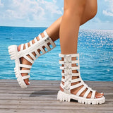 Pbong  Gladiator Women's Sandals Luxury Shoes Platform Chunky Casual Comfortable Travel Outside Sports Hollowed-out Summer Ankle Boots