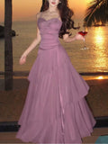 Elegant Ruffles Women's Prom Dresses Chic Wedding Spaghetti Strap Folds Split Party Holiday Dress Summer 2025 New Vestido