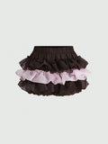 Pbong  Kawaii Women's Cute Fashion Multi-Layer Ruffle Skirt Pants, Suitable For Gatherings, Birthdays And Occasions
