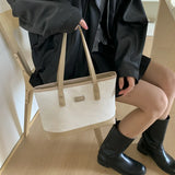Pbong  Fashionable Large Capacity Tote Bag Women's New Style Commuter Single Shoulder Bag Urban Minimalist PU Bucket Shape Zipp...