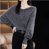 Cowl Neck Knit Top for Women Batwing Sleeve Sweater Pullovers Female Fine Knitwear Autumn Winter Elegant Outfit