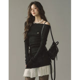 Fall Winter Women Vintage Old Money Prom Gown Knit Dress Long Sleeve Patchwork Frocks One-Piece Aesthetic Evening Gyaru Coquette