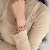 Fashion Red Apple Pendant Bracelet For Women Girls Sweet Cute Fruit Pink Woven Rope Adjustable Bracelet Jewelry Gift