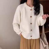 Button Up Cardigan Sweater for Women Cozy Knitted Long Sleeve Single Breasted Sweater Jacket Autumn Winter Casual Chic Outfit