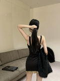 Pbong  Sexy Backless Lace up Strapless Dresses Summer Women's Dresses Sleeveless Color blocked Print Skinny High Waist Mini Pack Dress