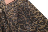 Leopard Print Jeans for Women High Waisted Y2k Retro Fashion Streetwear Denim Pants Hip Hop Straight Wide Leg Baggy Jeans