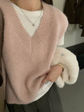 Women's Sweater Vest Sleeveless V-Neck Pullover Knitted Vest Top French Effortless Chic Knitwear Autumn Winter