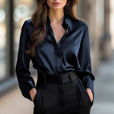 Pbong  Fall Long Sleeve Shirts For Women Fashion Loose Office Lady Elegant Button Blouse Casual
