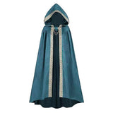 Pbong  Halloween Retro Pastoral Ribbon Edge Hooded Cloak Medieval Renaissance Lace Cloak Anime Costume Carnival Party Cosplay Jacket