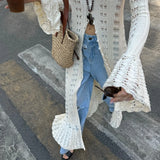 Pbong  Y2k High Rise Ripped Jeans Boyfriend Distressed Baggy Hole Flare Pants American Retro Loose Fit Bell Bottom Denim Pants Women