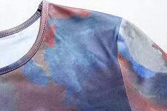 Casual Sexy O-neck Tie Dye Printed Bodycon Party Dress for Women Streetwear Y2K Autumn Ladies Nightclub Mid-calf Vestidos