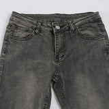 Pbong  Street Fashion Do Old Slimming Micro Flared Jeans Vintage Low Rise Folds Grey Pockets Full Length Trousers Fashion Denim Pants