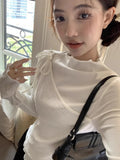 Two Pieces Long-sleeved T-shirt Women Base Tops Design Early Spring New Y2k Tees Korean Fashion Ropa De Mujer
