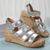 Pbong  New Summer Fashion Wedge Sandals for Women Gold Silver Roman Style Peep Toe Platform Sandalias Mujer Thick Bottom Beach Shoes