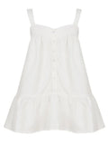 Pbong  Sweet Solid Lace Patchwork A-LINE Spaghetti Strap Sleeveless Ruffles Fashion Dresses