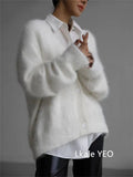 Spring Autumn Women Cardigan Sweater Jacket 2025 Imitation Mink Fur Versatile Female Sweater V-neck Loose Ladies Knitted Top