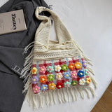 Women Knitted Hobo Tote Bag Big Knit Shoulder Bags Large Capacity Daily Shopping Travel Handbags and Purses Summer New