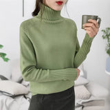 Women Turtleneck Knitted Sweaters Long Sleeve Roll-neck Pullover Plain Jumper Ladies Autumn Winter Layered Basic Outfit
