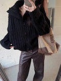 Chunky Knit Cardigan with Toggles High Neck Button-down Sweater Jacket Women Autumn Winter Warm Knitwear Vintage Outfit