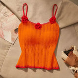 Pbong  Sexy Hollow Out Knitted Camisole Vest For Women Y2k Slim Fit Sleeveless Tops Mujer Summer New Bottoming Straples Tank Top