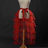 Pbong  Steampunk Tulle Tutu Skirt Women Medieval Gothic Cocktail Club Ruffles Punk Mermaid Overskirt