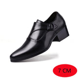 5CM/7CM Taller Men High Heels Pointed Toe Men's Business Dress Shoes Buckle Mens Office Oxfords Height Increasing Size 38-44