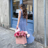 Purple Blue Lace Tank Top Long Skirt Vacation 2 Piece Set Ruffle Vest + A-line Skirt Thin Transparent Fashion Summer Outfit