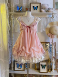 Japanese Kawaii Lolita Dress Sets Harajuku Sweet Short Party Dress Vintage Polka Dot Strap Dress + Short Cardigan Summer Suits