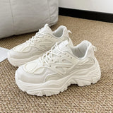 Pbong  New Women Fashion Platform Sport Shoes Women Spring Autumn Black Casual Chunky Sneakers Women Mesh Platform Shoes