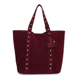 Pbong  New Faux Suede Casual Tote Bags Large Capacity Rivet Vintage Handbags Designer Elegant Solid Retro Shoulder Bags