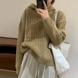 High Street French Temperament Preppy Knitted Hoodies Y2k Aesthetic Harajuku Solid Korean Office Lady Punk Jumpers Girl Clothes