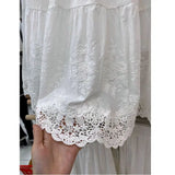 Pbong  White Embroidered Lace Cotton High Waist Midi Skirt Slimming Splice Cake Style Half-length Women's Spring Summer New Fashion