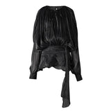 2025 New Fashion Flare Sleeve Satin Short Dress With Tight Shorts Lace-up O-neck Party Women Dress Vacation Beach Summer Cloth
