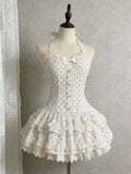 Japanese Gothic Style Striped Bow Lolita Dress Women Lace Slim Bandage Shirt Dresses Y2k Aesthetics Party Mini Dresses Design