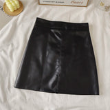 Faux Leather Mini Skirt for Women High Rise A-line PU Short Skirt with Built-in Shorts Black Brown Autumn Winter Trend Outfit