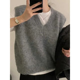 Women's Sweater Vest Sleeveless V-Neck Pullover Knitted Vest Top French Effortless Chic Knitwear Autumn Winter