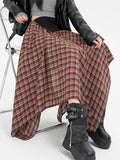 Y2K Streetwear Plaid Long Skirt Women High Waist Retro Hip Hop Irregular Skirt Fall Casual American Gothic Female Long Skirts