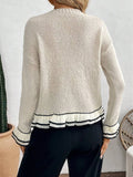 2025 New Women's Lace Round Neck Long Sleeve Autumn/Winter Knitted Sweater