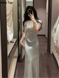 Summer Fashion Elegant Women Sleeveless Solid Chic Bodycon Birthday Vestidos Female Vintage Clothes New