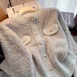 Autumn And Winter 2025 Elegant Korean Version Women Knitted Cardigan Sweater Coat Temperament Versatile Female Sweater Jacket