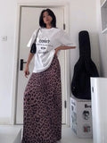Leopard Print Long Skirt Women Summer Vintage Sexy High Waist Slim Elegant Trumpet Skirt Female High Street Chic