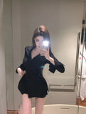 Striped Turn-down Collar Shirts Women Autumn Sexy Ladies Slim Fit Tops Long Sleeve Retro Fashion All-match Korean Style Popular