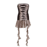 Mesh Patchwork Ruffles Design Short Dress