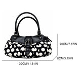 Pbong  Polka Dot Purse Casual Commuter Bag Pleated Shoulder Bag with Buckle & Handle Tote Bag for Women Travel Shopping Casual Travel