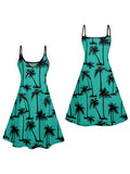 2025 Women's Beach Dresses Palm Tree Print Hawaii Vacation Dress Spaghetti Strap V Neck A Pendulum Mini Dress